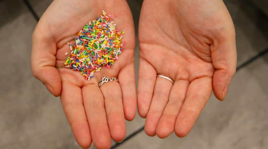 sprinkles in two hands